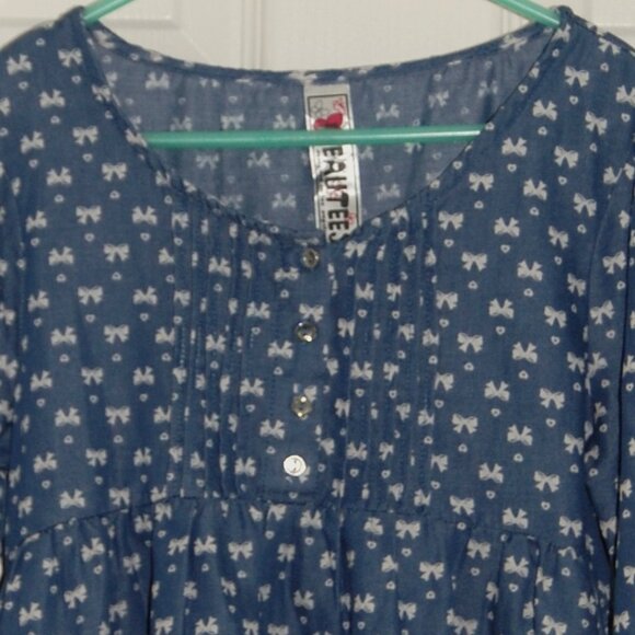 NWOT Beautees Girls Size L, Summer Dress, Blue with White Bowties & Hear… - Picture 5 of 14